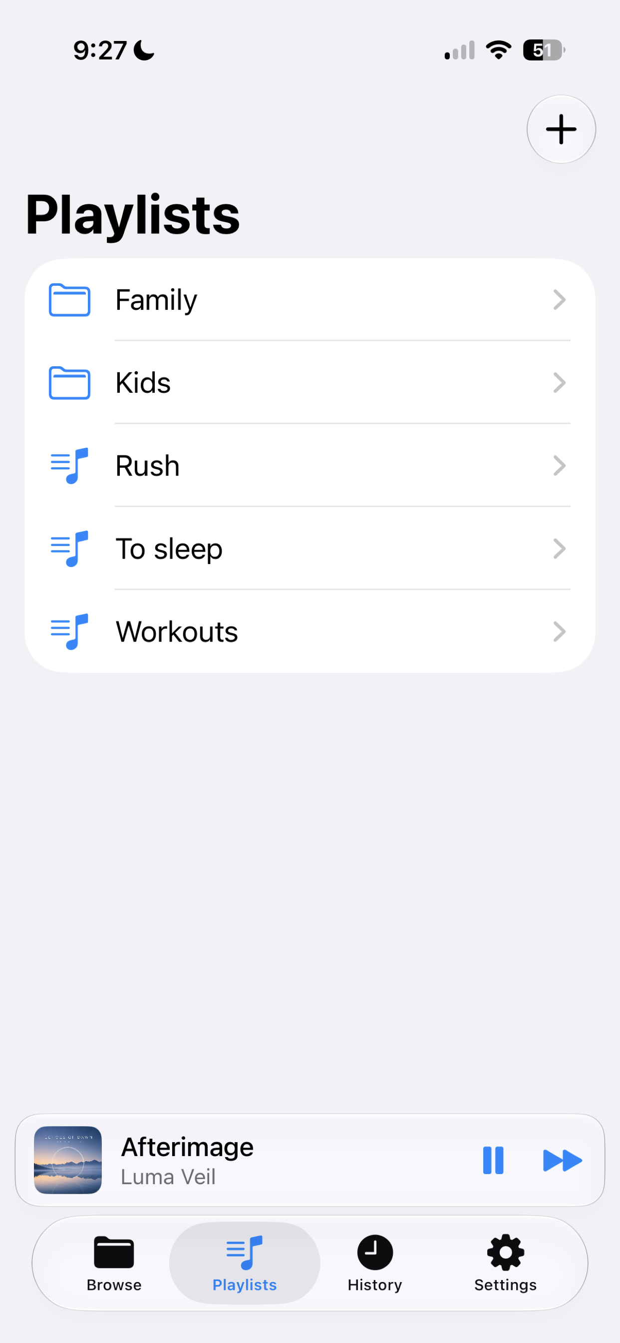 Nyquist on iPhone playlist view showing a list of tracks.